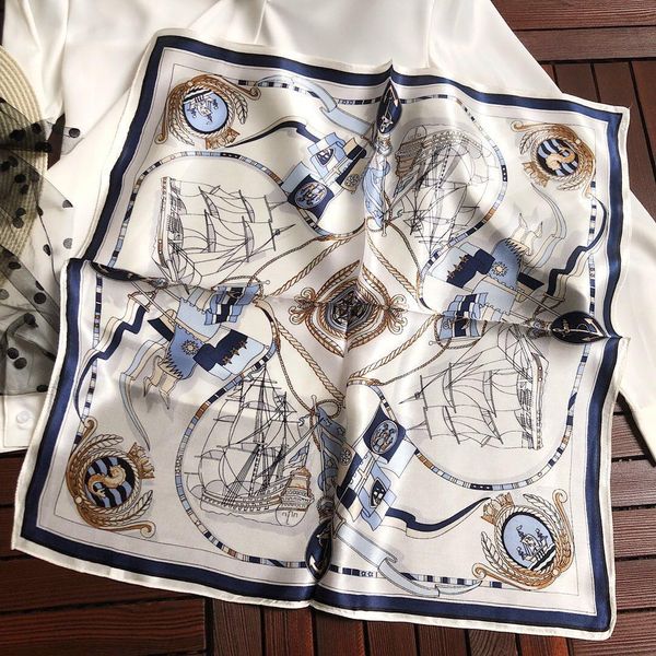 square 100 silk scarf women vintage ship print scarves shawl neck haed tie scarves summer spring 50cm 50cm, Blue;gray
square 100 silk scarf women vintage ship print scarves shawl neck haed tie scarves summer spring 50cm 50cm, Blue;gray