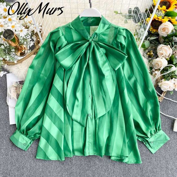 satin shirt bow collar puff sleeve loose office lady women blouse tide plus size long sleeve women and blouses, White 
satin shirt bow collar puff sleeve loose office lady women blouse tide plus size long sleeve women and blouses, White