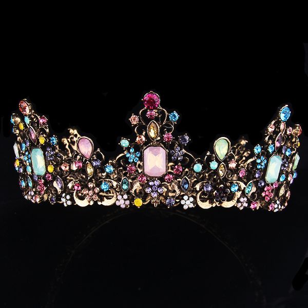 europe and the united states retro gold colorful rhinestones bridal crown wedding tiara handmade crystal fashion accessories mx200720, White;golden
europe and the united states retro gold colorful rhinestones bridal crown wedding tiara handmade crystal fashion accessories mx200720, White;golden
