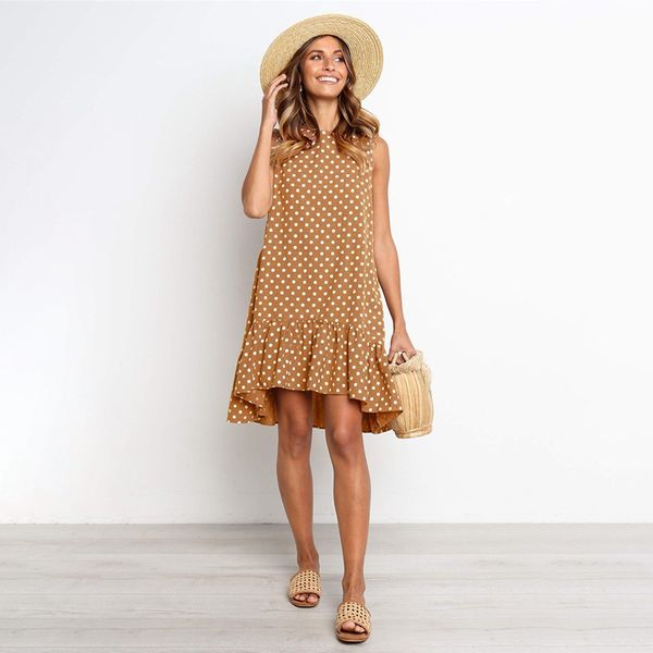 women summer dress polka dot chiffon sleeveless beach mini casual yellow sundress 2020 fashion plus size dresses for woman, Black;gray
women summer dress polka dot chiffon sleeveless beach mini casual yellow sundress 2020 fashion plus size dresses for woman, Black;gray