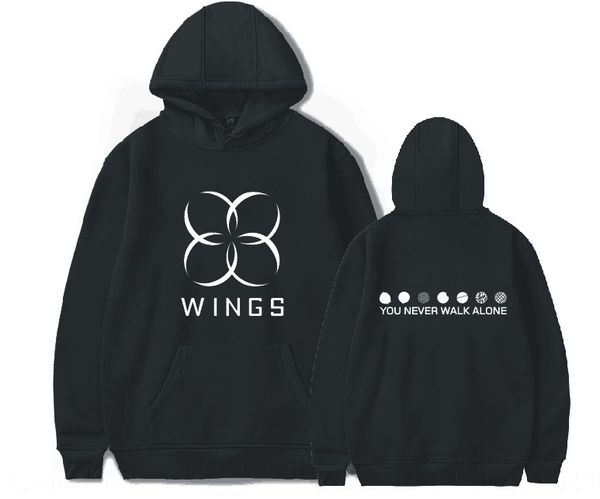 team korean wings you never walk sweater album album alone the same hooded sweater around, Black
team korean wings you never walk sweater album album alone the same hooded sweater around, Black