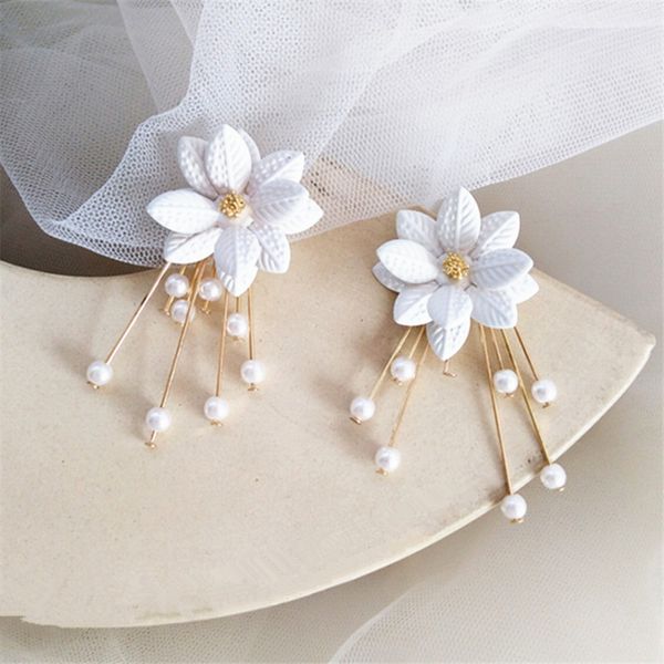 stud fashion pearl white flowers earring female long tassels earrings classical temperament tassel for women, Golden;silver
stud fashion pearl white flowers earring female long tassels earrings classical temperament tassel for women, Golden;silver