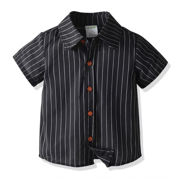 2020 new children's boys' striped short-sleeved shirt summer baby gentleman cardigan lapel shirt, White;black
2020 new children's boys' striped short-sleeved shirt summer baby gentleman cardigan lapel shirt, White;black
