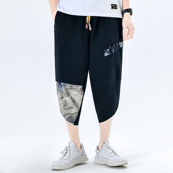 men's pants mens cotton male summer casual calf-length man plaid hip hop baggy loose trousers, Black
men's pants mens cotton male summer casual calf-length man plaid hip hop baggy loose trousers, Black