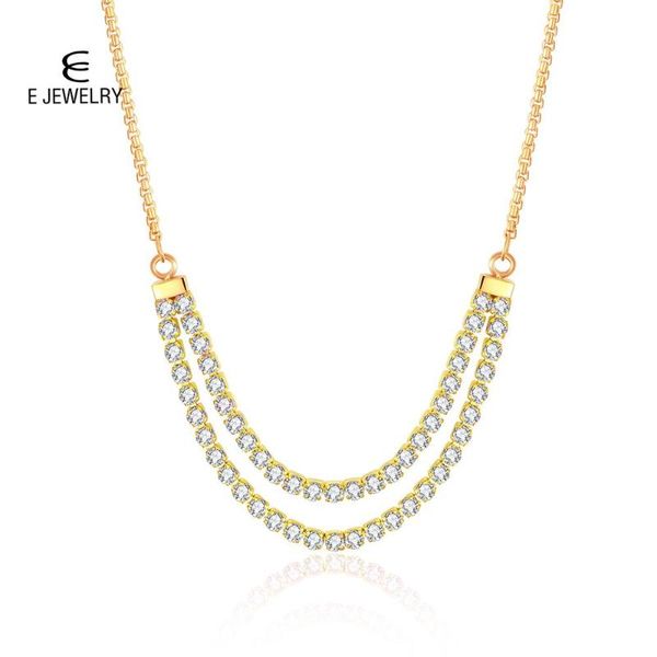 e tennis necklace double layered choker stainless steel with white crystal for women jewelry gifts, Silver
e tennis necklace double layered choker stainless steel with white crystal for women jewelry gifts, Silver