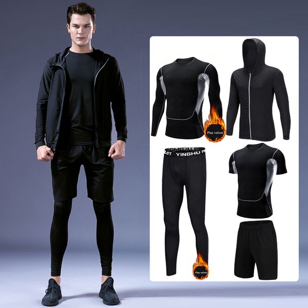5 pcs/set men tracksuit sports set gym fitness compression clothes running jogging sport wear plus velvet sportswear suits tight, Black;blue
5 pcs/set men tracksuit sports set gym fitness compression clothes running jogging sport wear plus velvet sportswear suits tight, Black;blue
