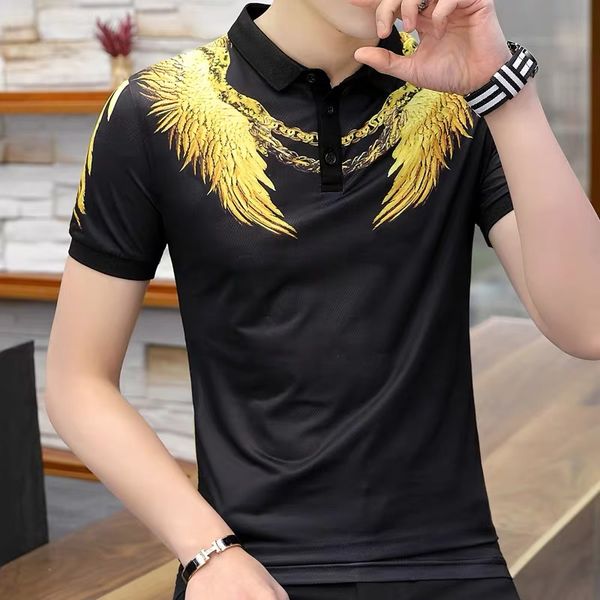 men's short-sleeved summer breathable new shirt men's fashion slim print designer, White;black
men's short-sleeved summer breathable new shirt men's fashion slim print designer, White;black