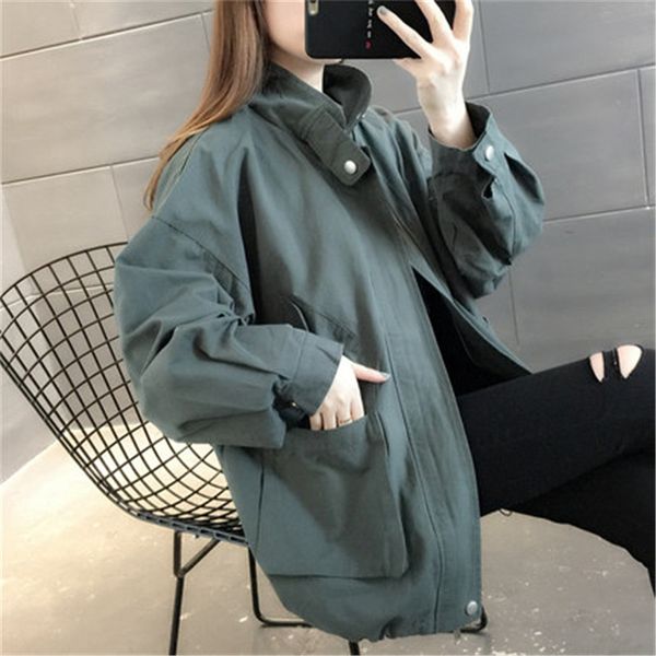 2020 new spring autumn windbreaker casual loose jacket outerwear long-sleeved women's fashion jackets coats b474, Black;brown