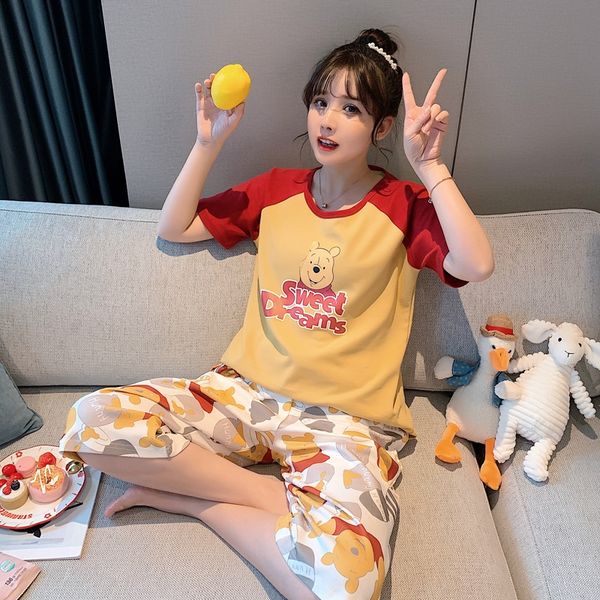 women's thin cotton clothing pajamas pajamas short-sleeved capri pants home clothes autumn cotton cute sweet cartoon two-piece set, Blue;red
women's thin cotton clothing pajamas pajamas short-sleeved capri pants home clothes autumn cotton cute sweet cartoon two-piece set, Blue;red
