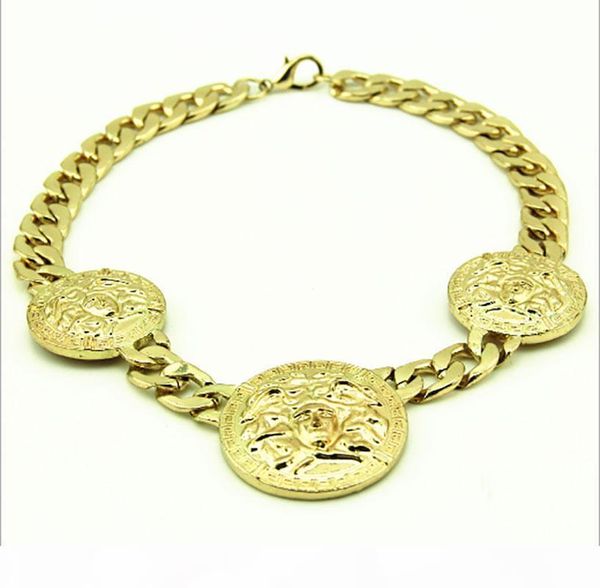 k new mens 3 medallion gold rapper link chain pendant 18 " ;necklace, Silver