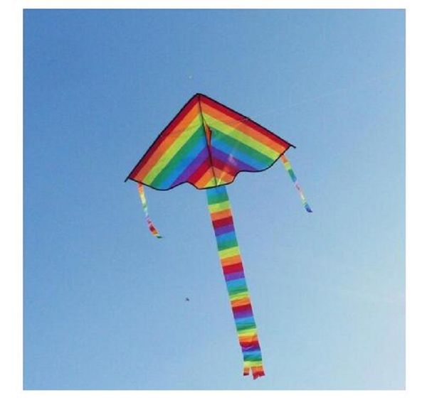 Colorful Rainbow Kite Long Tail Nylon Outdoor Kites Flying Toys For Children Kids Kite Surf With 30m Kite Line High Quality