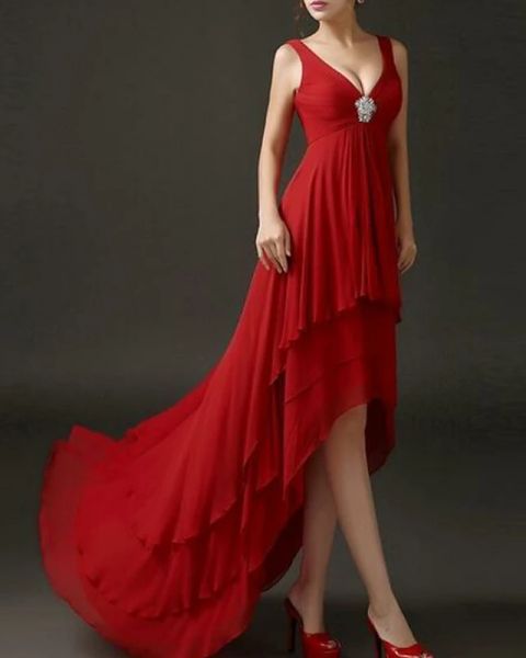 a-line red engagement formal evening dress v neck short sleeve asymmetrical chiffon with crystals tier, Black;red
a-line red engagement formal evening dress v neck short sleeve asymmetrical chiffon with crystals tier, Black;red