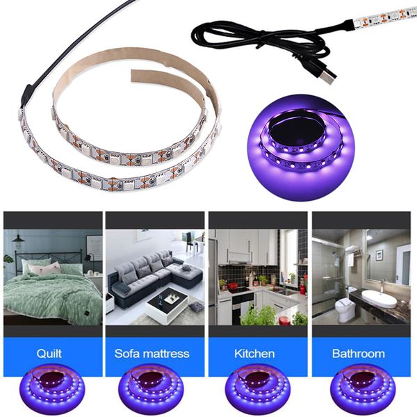 0.5m 1m Led Lights Uva+uvc Led Disinfection Lamp Usb 5v Strip Lights For Home Clean Air Kill Mites Ultraviolet Lighting.