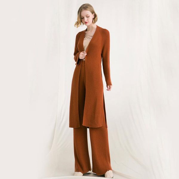 knitted suits women two pieces set wool blends long sleeves sashes full length pants 2 colors simple design elegant style 2020, Gray
knitted suits women two pieces set wool blends long sleeves sashes full length pants 2 colors simple design elegant style 2020, Gray