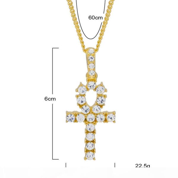 hip hop iced out rhinestone crystal key to life egypt cross ankh pendant necklace with tennis chain, Silver 
hip hop iced out rhinestone crystal key to life egypt cross ankh pendant necklace with tennis chain, Silver