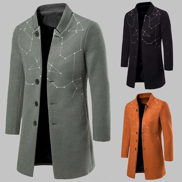 2019 season new embroidered men's casual all-match mid-length woolen woolen coat coat yf01, Black
2019 season new embroidered men's casual all-match mid-length woolen woolen coat coat yf01, Black