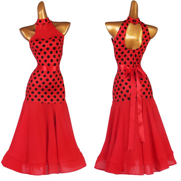 ballroom competition dress sleeveless women wave dot modern dresses standard waltz dancing dresses, Black;red
ballroom competition dress sleeveless women wave dot modern dresses standard waltz dancing dresses, Black;red