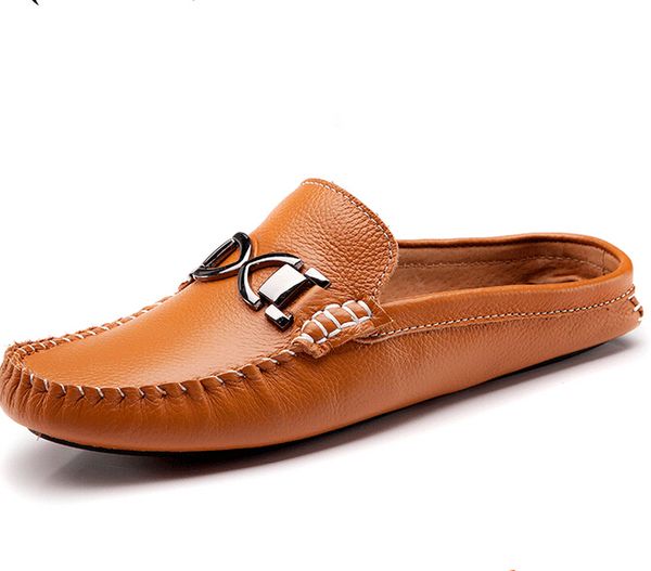 fashion male half dragged baotou slippers driving sandals men's genuine leather slippers leisure breathable men drives loafer, Black
fashion male half dragged baotou slippers driving sandals men's genuine leather slippers leisure breathable men drives loafer, Black