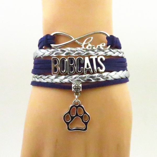 infinity love bobcats bracelet bear footstep charm dog footstep charm bracelet deep blue rope and silver leather bangle bracelet, Golden;silver
infinity love bobcats bracelet bear footstep charm dog footstep charm bracelet deep blue rope and silver leather bangle bracelet, Golden;silver