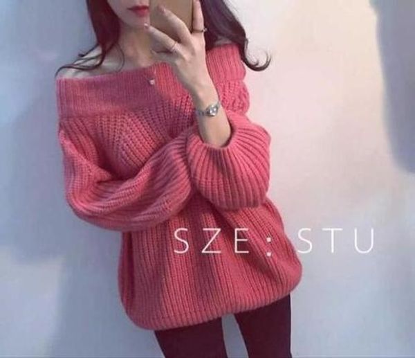 fashion korean style one-line collar off-shoulder loose women's pullover sweater pullover sweater mid-length top, White;black
fashion korean style one-line collar off-shoulder loose women's pullover sweater pullover sweater mid-length top, White;black