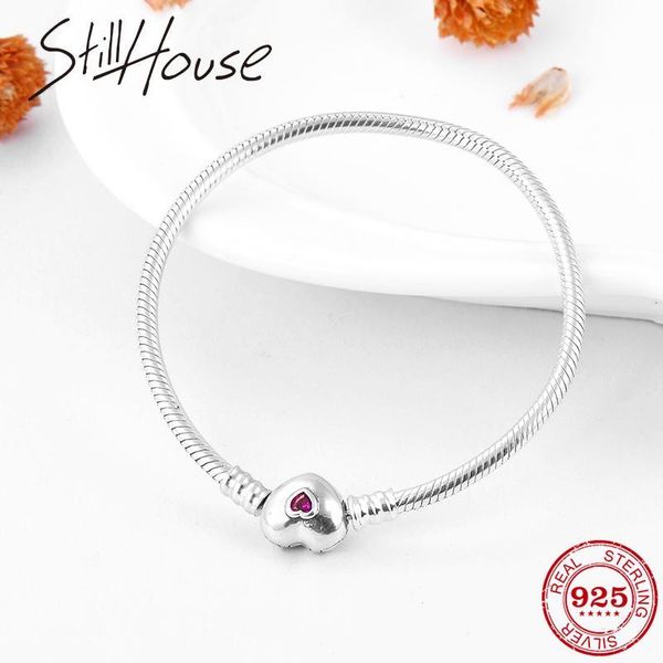 real 925 sterling silver snake bone chain heart shape pink cz charming bracelets fashion women jewelry valentine's day gift 2019, Black
real 925 sterling silver snake bone chain heart shape pink cz charming bracelets fashion women jewelry valentine's day gift 2019, Black