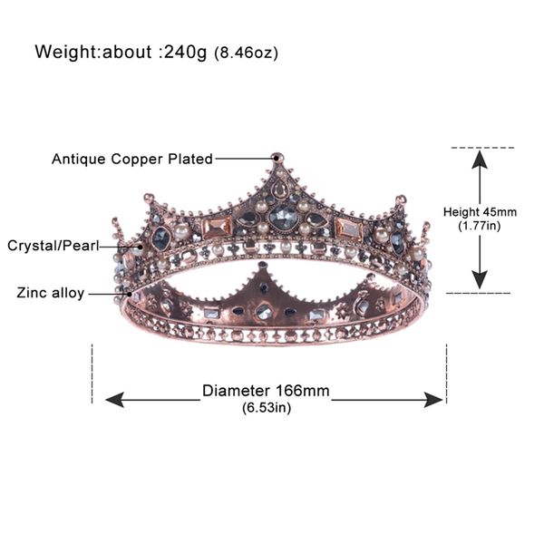 minlover урожай кристалл полный круглый барокко невесты tiara корона свадебные аксессуары для волос для женщин мужчин короля диадема головно, White;golden
minlover урожай кристалл полный круглый барокко невесты tiara корона свадебные аксессуары для волос для женщин мужчин короля диадема головно, White;golden