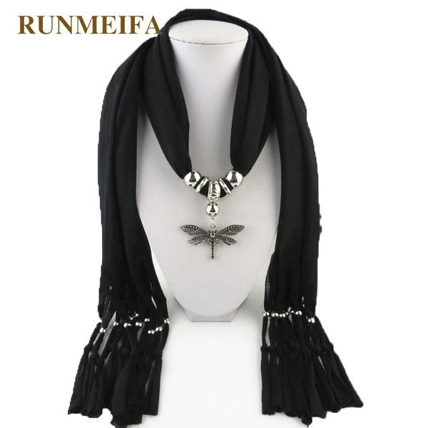runmeifa pendants necklaces scarf women iron alloy acrylic animal pendant scarf accessories 180*40cm, Silver