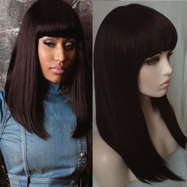 stylish bob women synthetic wigs long straight deep brown hair wig with bangs us, Black
stylish bob women synthetic wigs long straight deep brown hair wig with bangs us, Black