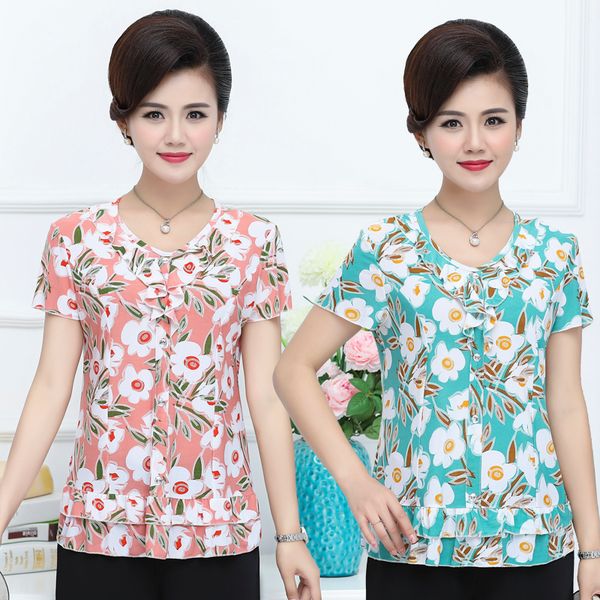 2020 women summer t-shirt printed chiffon short sleeve women's tshirt middle-aged mother shirts plus size l-5xl female w57, White
2020 women summer t-shirt printed chiffon short sleeve women's tshirt middle-aged mother shirts plus size l-5xl female w57, White
