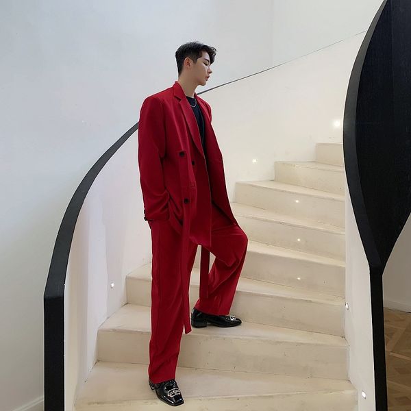 stage clothing men 2 pieces suits sets ribbon casual suit coat pant japan korea style male fashion show blazer jacket trousers, White;black
stage clothing men 2 pieces suits sets ribbon casual suit coat pant japan korea style male fashion show blazer jacket trousers, White;black