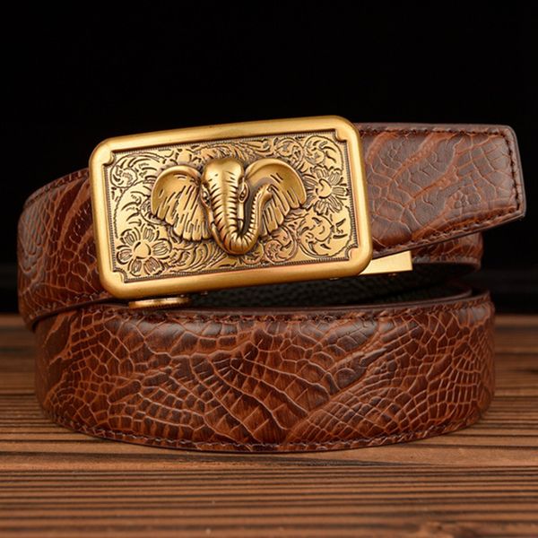 men leather belt punk elephant metal automatic buckle black genuine leather belts for men cowhide waistband male strap, Black;brown
men leather belt punk elephant metal automatic buckle black genuine leather belts for men cowhide waistband male strap, Black;brown