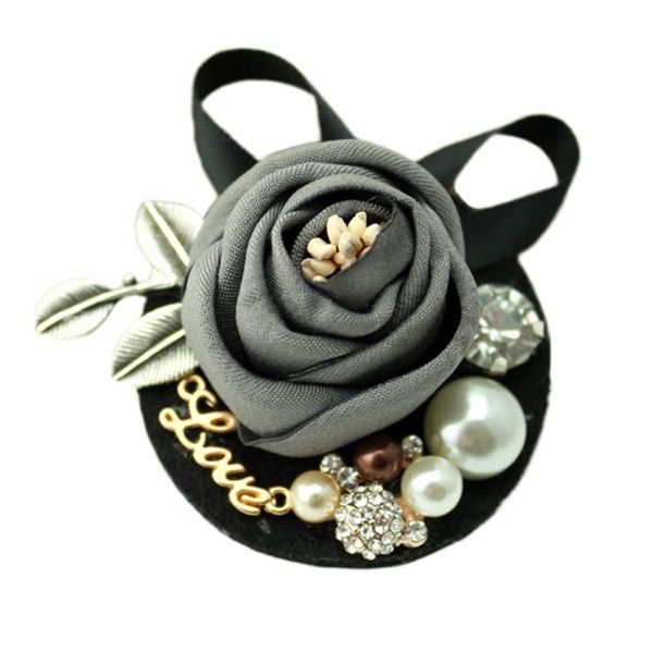 women wedding boutonniere fake rose flower imitation pearl rhinestone brooch pin h8wf, Gray
women wedding boutonniere fake rose flower imitation pearl rhinestone brooch pin h8wf, Gray