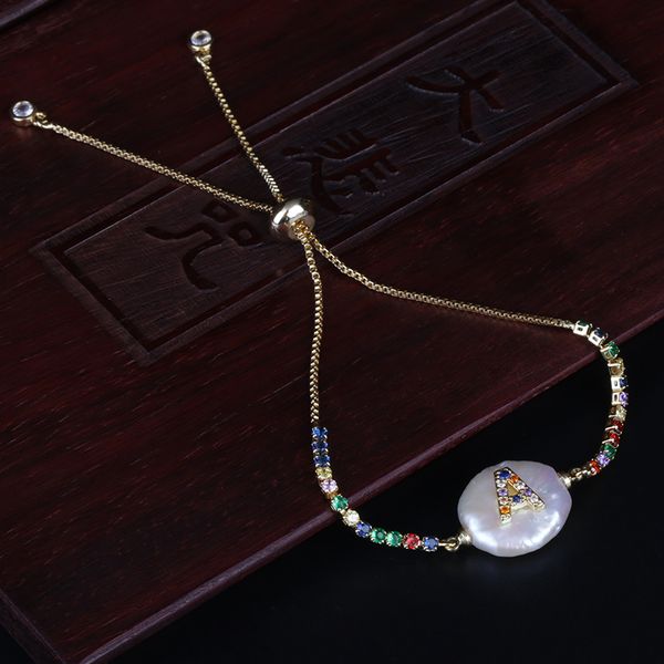link, chain colorful rainbow cz initial 26 alphabet letter name charm freshwater coin pearl gold bracelets for women girl, Black
link, chain colorful rainbow cz initial 26 alphabet letter name charm freshwater coin pearl gold bracelets for women girl, Black