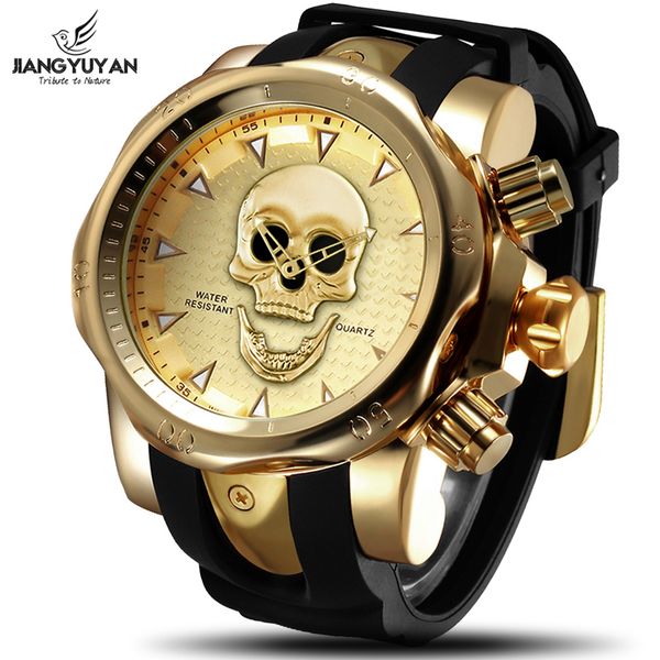 jiangyuyan cool big dial 3d skull watch men gold silicone strap wristwatch mens watches casual quartz clock men, Slivery;brown
jiangyuyan cool big dial 3d skull watch men gold silicone strap wristwatch mens watches casual quartz clock men, Slivery;brown
