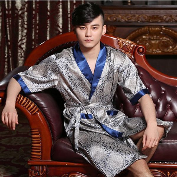 summer men silk bathrobe half sleeve male robe flower sleepwear v neck print bath chiffon plus size, Black;brown
summer men silk bathrobe half sleeve male robe flower sleepwear v neck print bath chiffon plus size, Black;brown