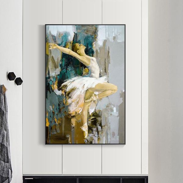 

Abstract Ballerina Oil Paintings on Canvas Dancing Girl Wall Art Posters and Prints Cuadros Picture for Home Decoration No Frame