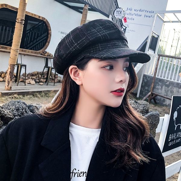 korean style artistic beret octagonal hatoctagonal hat casual all-match pumpkin plaid beret hat female winter, Blue;gray
korean style artistic beret octagonal hatoctagonal hat casual all-match pumpkin plaid beret hat female winter, Blue;gray