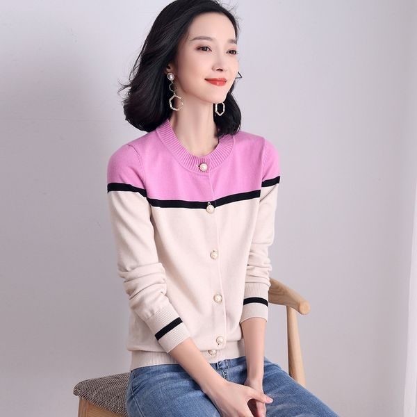 cardigan women's autumn 2019 knitwear knitwear knitwearnew short sweater contrast color round neck small outer coat, White
cardigan women's autumn 2019 knitwear knitwear knitwearnew short sweater contrast color round neck small outer coat, White
