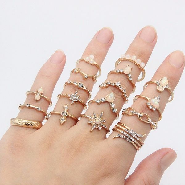 19pcs/set ring bohemian ring bohemian star drop crown wavy round gemstone crystal gold ring set lady charm beautiful party jewelry, Golden;silver
19pcs/set ring bohemian ring bohemian star drop crown wavy round gemstone crystal gold ring set lady charm beautiful party jewelry, Golden;silver