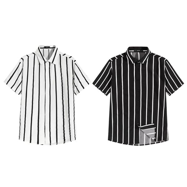 men's casual shirts 2021 men short sleeve turn-down collar striped button summer business loose 2xl male clothing camisa, White;black
men's casual shirts 2021 men short sleeve turn-down collar striped button summer business loose 2xl male clothing camisa, White;black