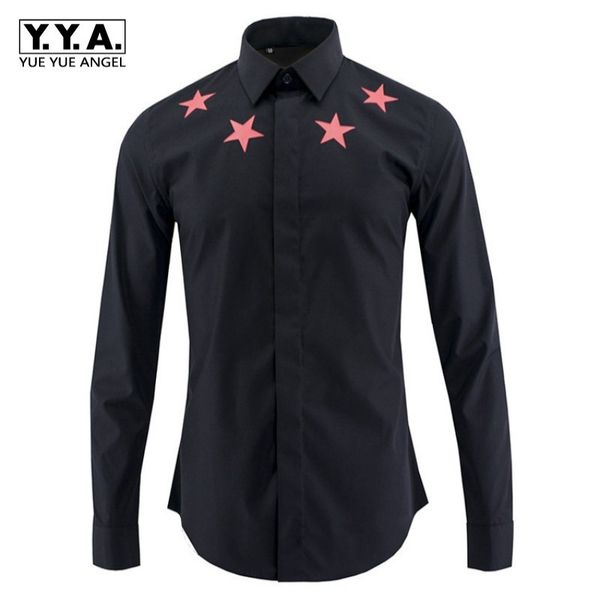 brand 2020 men black star printd casual shirt large size wedding party long sleeved lapel collar work shirts slim fit male, White;black
brand 2020 men black star printd casual shirt large size wedding party long sleeved lapel collar work shirts slim fit male, White;black
