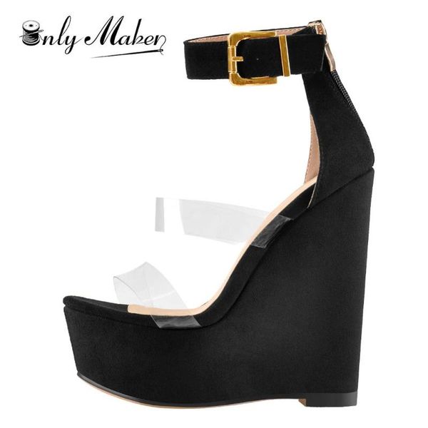 onlymaker women's platform suede wedge high heel sandals ankle buckle strap for casual party dressing large size shoes, Black
onlymaker women's platform suede wedge high heel sandals ankle buckle strap for casual party dressing large size shoes, Black