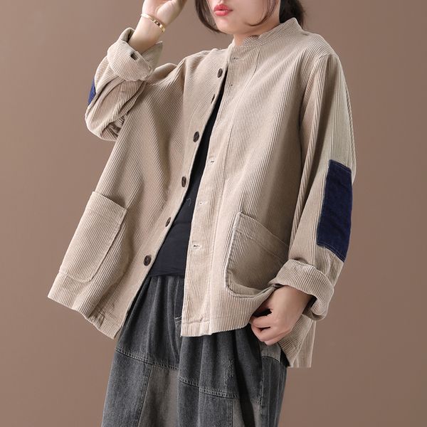 female new autumn and spring korean style plus size literary color matching patch single-breasted corduroy loose short jacket, Black;brown
female new autumn and spring korean style plus size literary color matching patch single-breasted corduroy loose short jacket, Black;brown