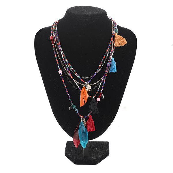 jouval bohemian feather long pendant necklaces multilayer beads colorful acrylic zinc alloy women summer tassel ethnic jewelry, Silver
jouval bohemian feather long pendant necklaces multilayer beads colorful acrylic zinc alloy women summer tassel ethnic jewelry, Silver
