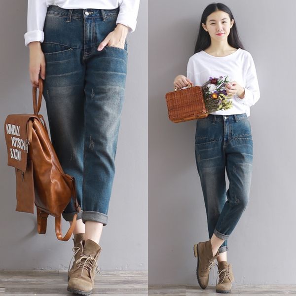 ls143 autumn washed women's korean style slightly fat mm casual loose large size pants old jeans and jeans harem pants are available fo, Blue
ls143 autumn washed women's korean style slightly fat mm casual loose large size pants old jeans and jeans harem pants are available fo, Blue