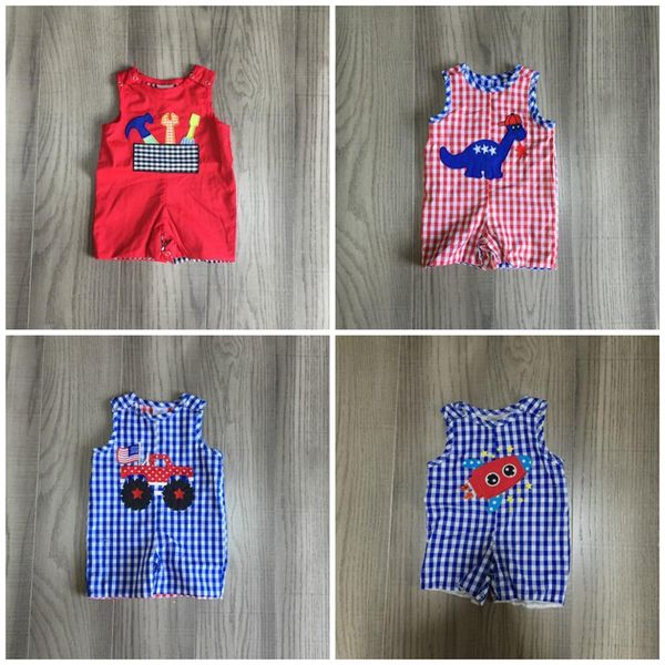 

girlymax independence day baby girls summer clothing infant baby boys romper plaid front and back tutu cotton july 4th romper, Blue