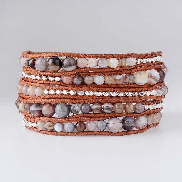 botswana bracelet natural stone silver plated beads 5 strands leather rope bracelets exclusive bohemia wrap bracelet cx200730, Black
botswana bracelet natural stone silver plated beads 5 strands leather rope bracelets exclusive bohemia wrap bracelet cx200730, Black