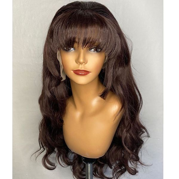 peruvian chocolate brown pre plucked 360 lace frontal human hair wigs with bangs 200density fringe wigs body wave full lace wigs, Black
peruvian chocolate brown pre plucked 360 lace frontal human hair wigs with bangs 200density fringe wigs body wave full lace wigs, Black
