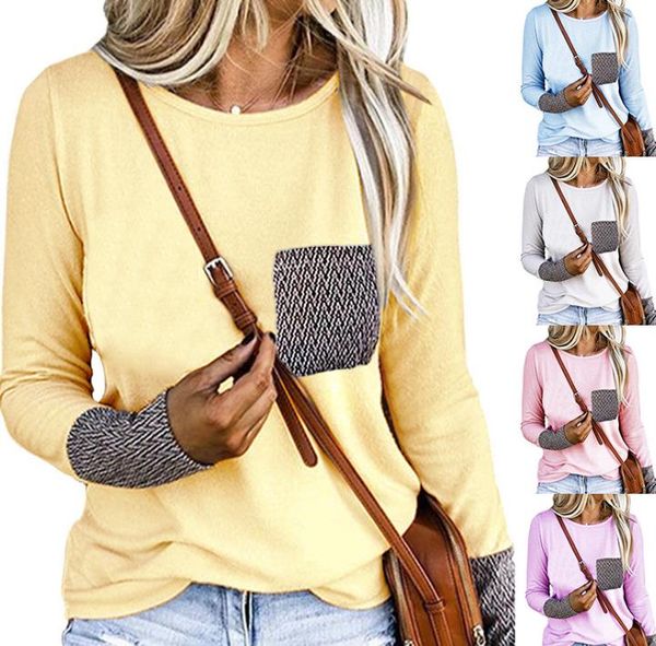 women casual autumn tshirts long sleeved o-neck pockets design bottoming, White
women casual autumn tshirts long sleeved o-neck pockets design bottoming, White