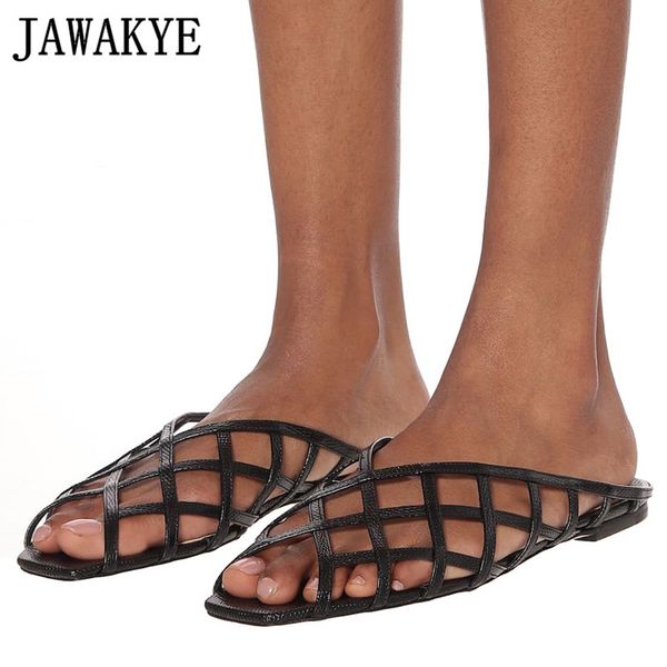 flat heel net slippers hollow out summer real leather square open toe shoes beach sandalias shiny gold leather women mules, Black 
flat heel net slippers hollow out summer real leather square open toe shoes beach sandalias shiny gold leather women mules, Black